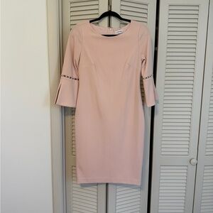 Calvin Klein Blush Pink Bell Sleeve Bodycon Dress